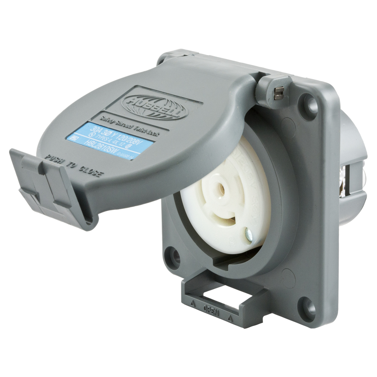 Product image for Receptacle L21-30R outlet+door 3ph 30A 120/208V