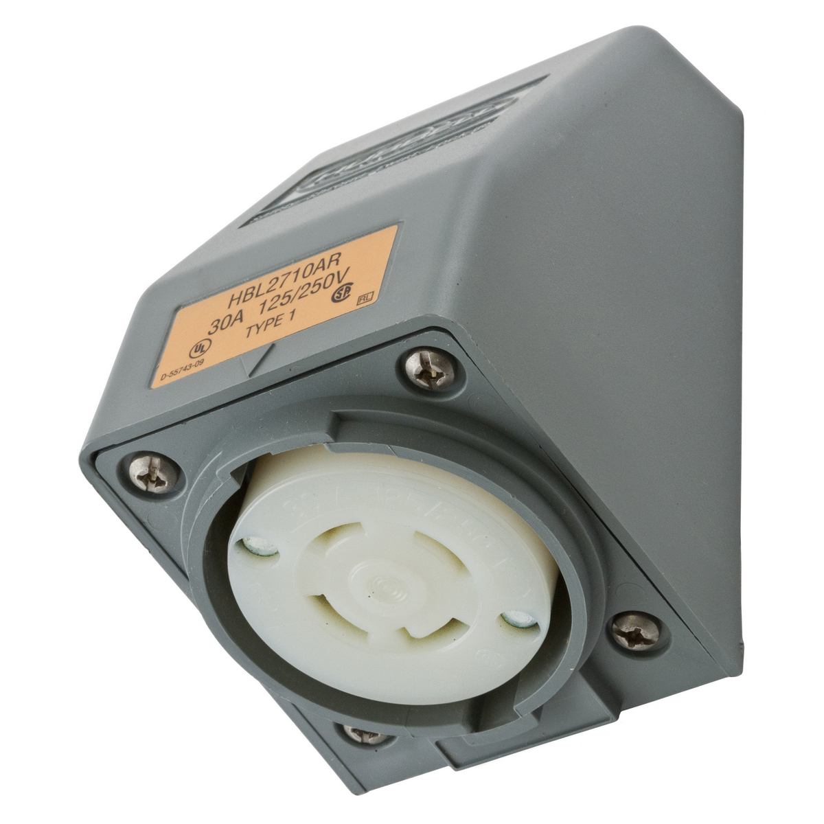 Product image for Receptacle single flush pc 3P4W 30A L14-30R grey