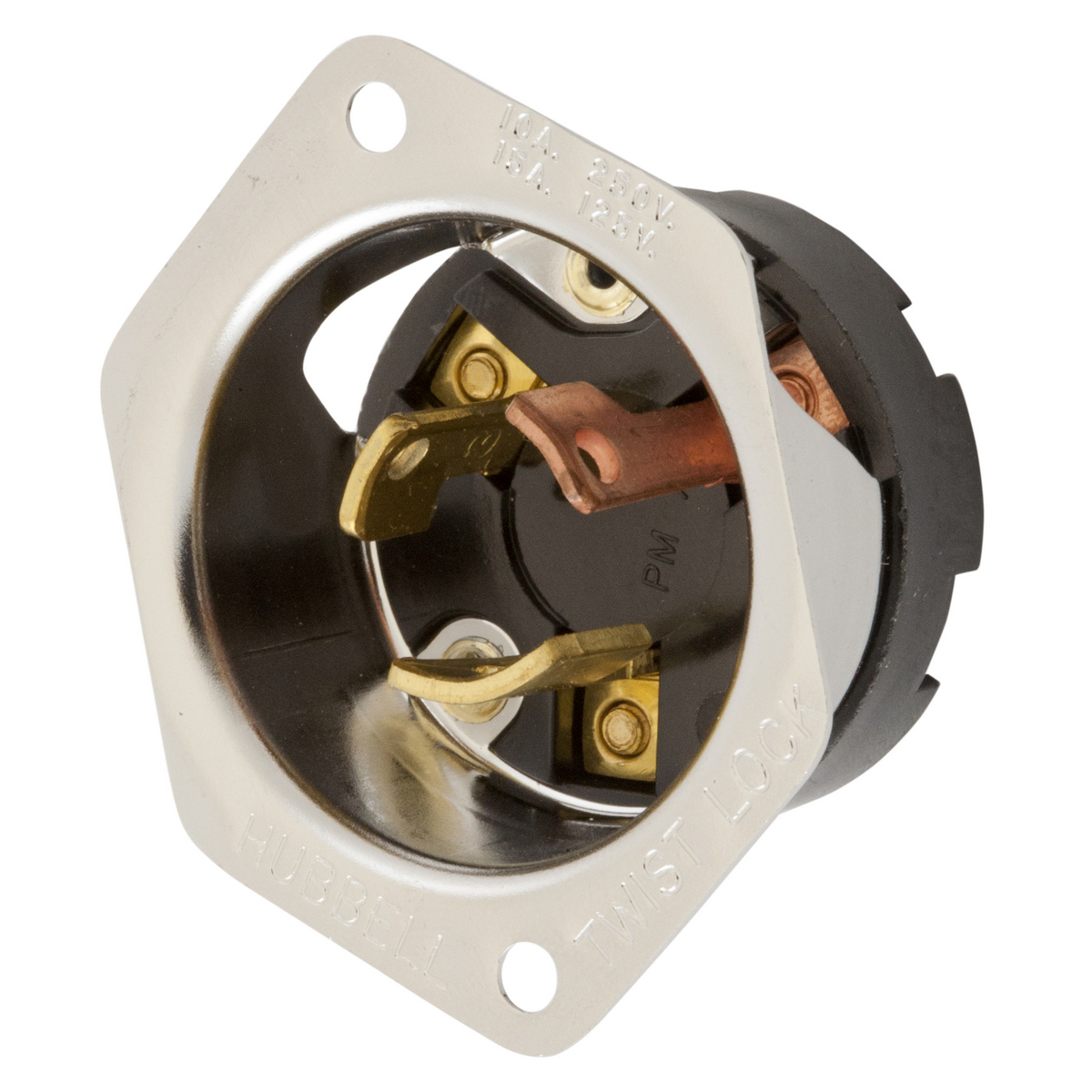Product image for Plug inlet twlo 3P3W 10A 250V no gnd black