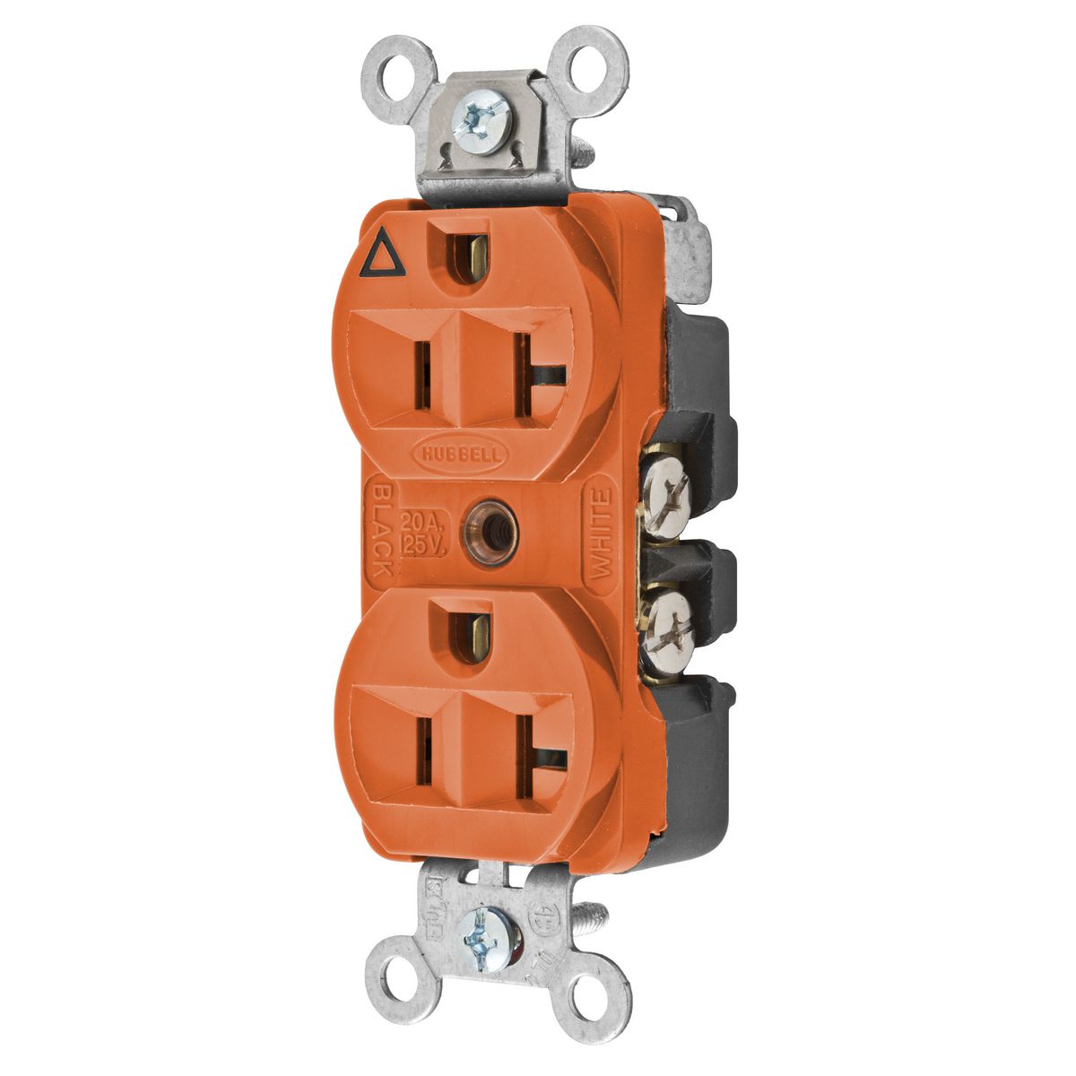 Product image for HUB CR5352IG RECEPTACLE 20A SB IG 125VAC DUPLEX IG CONSTRUCTION GRADE ORANGE NEMA 5-20R TSLOT