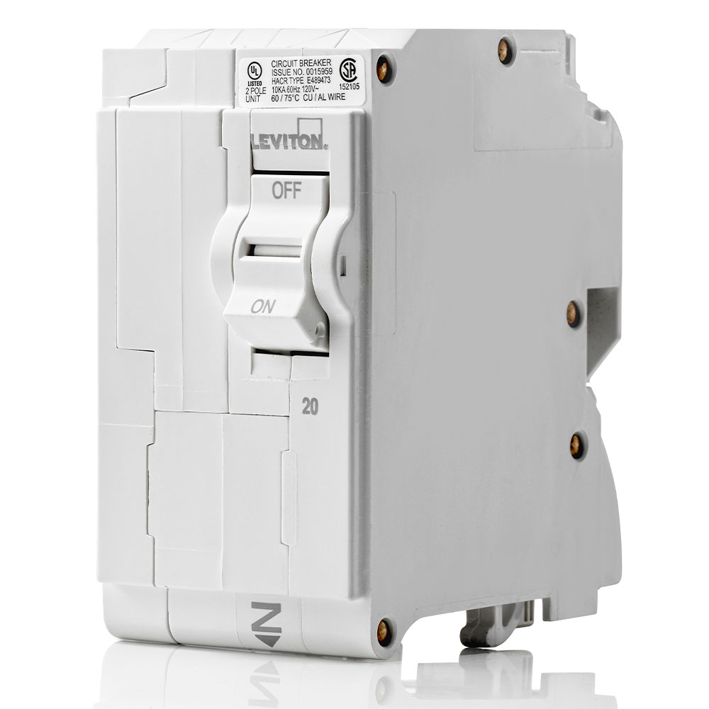 Product image for 20A 2-Pole Standard Hydraulic Magnetic Branch Circuit Breaker