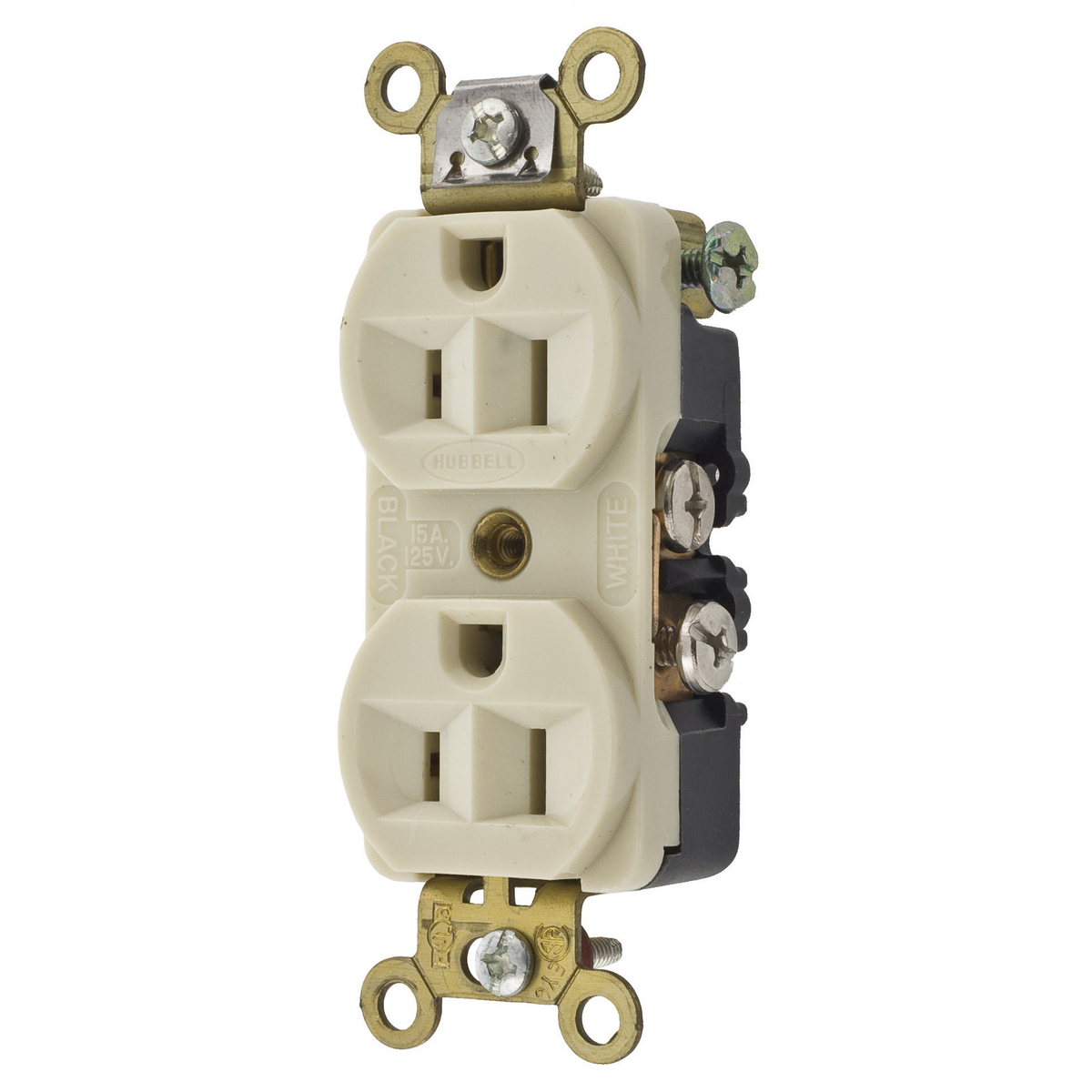Product image for Receptacle duplex flush nyl 2P3W 15A 5-15R ivory