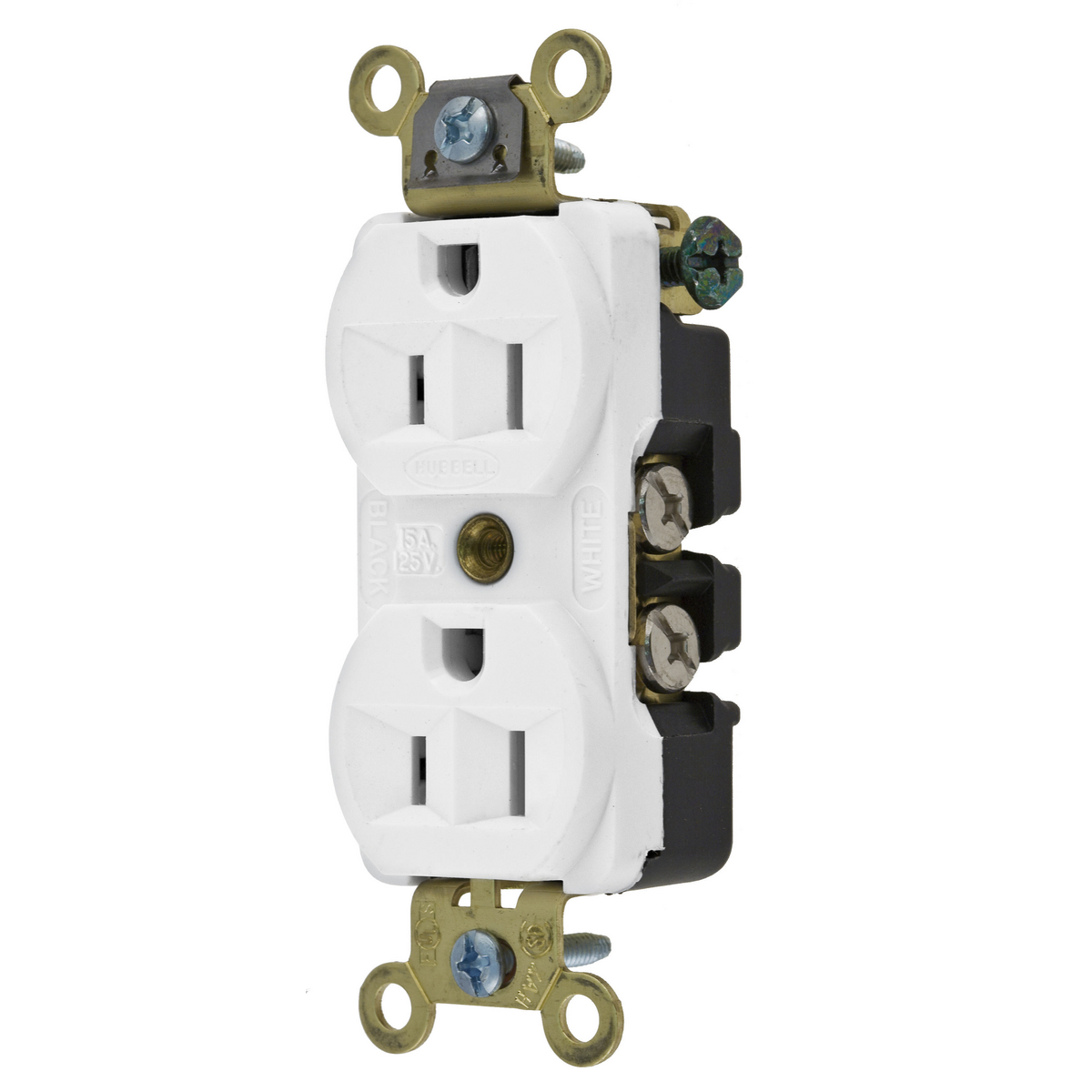 Product image for HUB HBL5252W RECEPTACLE 15A 125V HD IND GRADE DUPLEX WHITE 5-15R SB