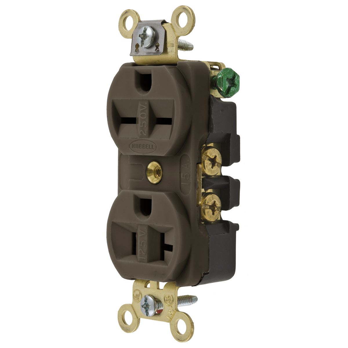 Product image for Receptacle duplex flush nyl 2P3W 15A brown