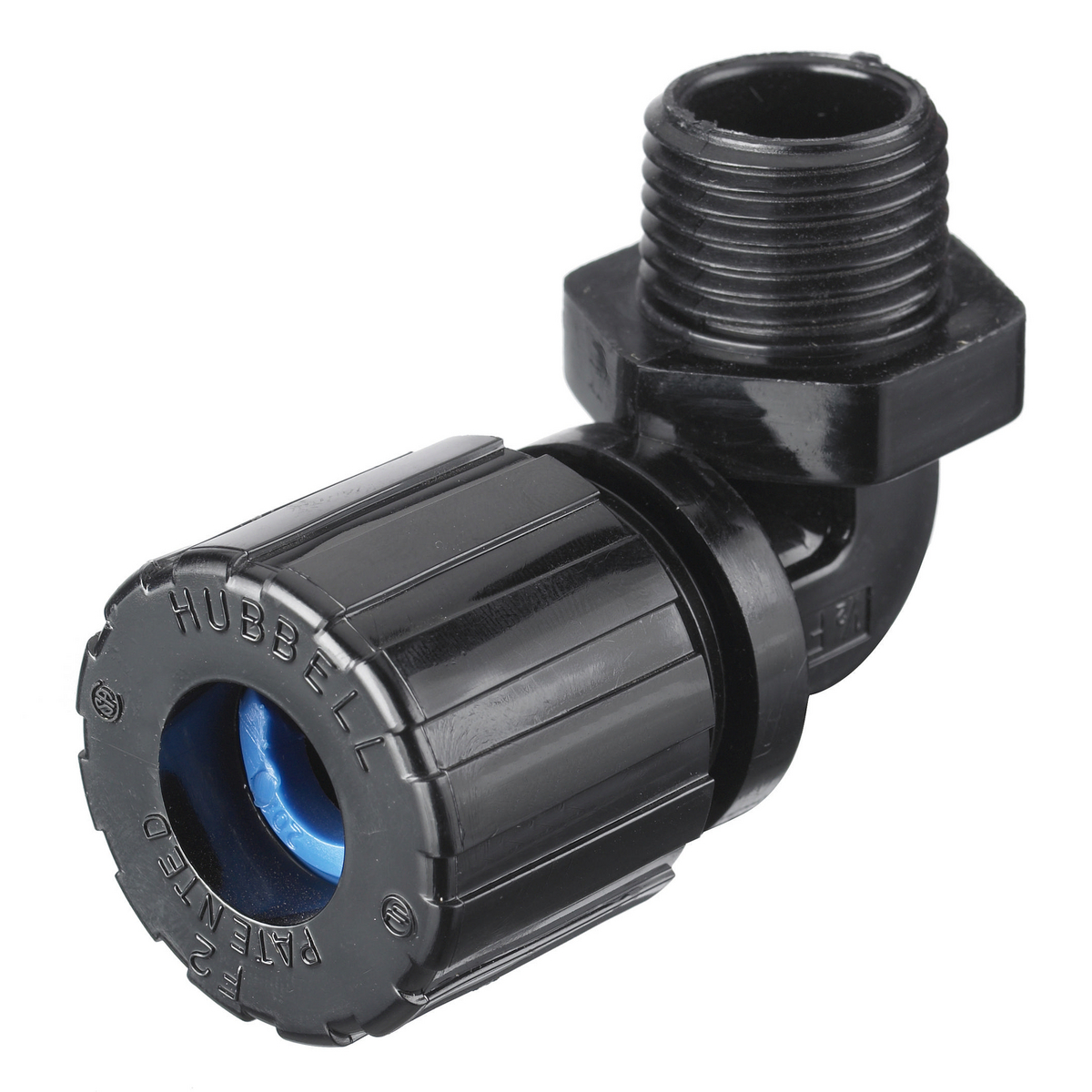 Product image for Connector cord 90.. male nylon black/blue 1/2" NPT 0.375-0.5"