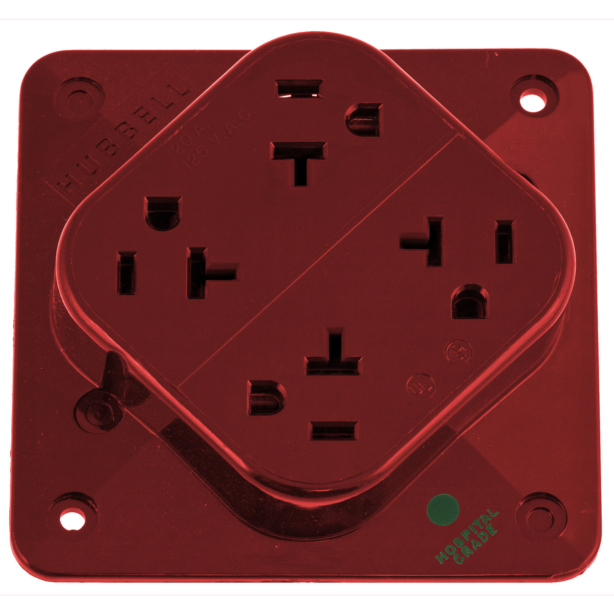 Product image for Receptacle hospital-grade polycarbonate 20A 125V red