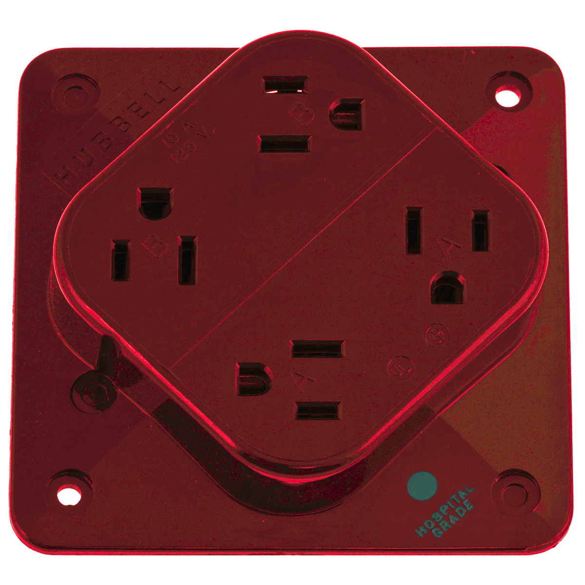 Product image for HUB HBL415HR RECEPT 4 PLEX RED 15A