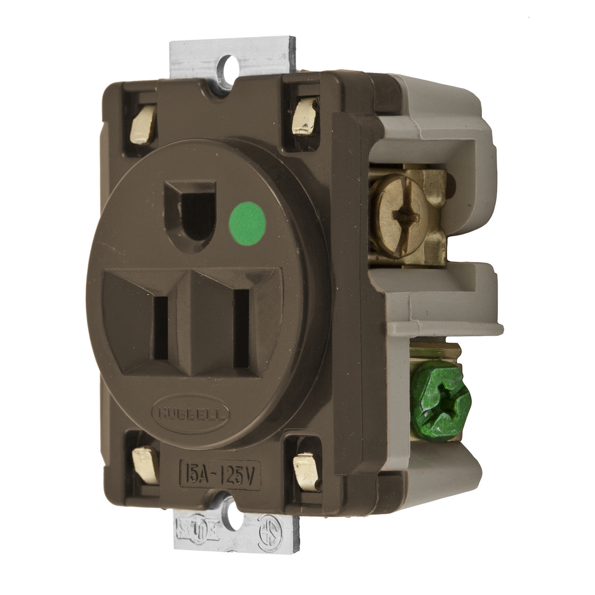 Product image for Receptacle single 2-pole 3-wire 15A 125V brown