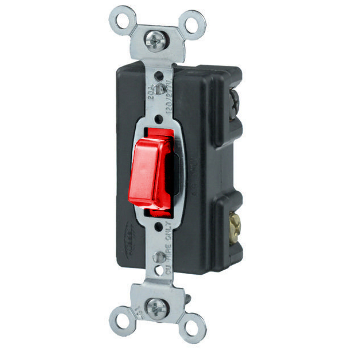 Product image for Switch toggle side wire 3way 120VAC 20A red