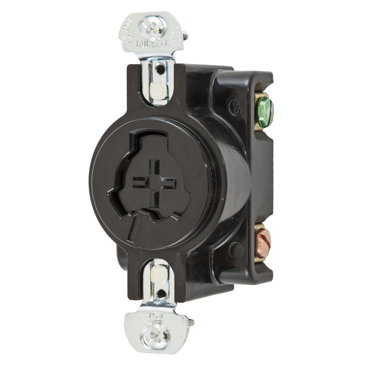 Product image for Receptacle single 20A 125V/10A 480V black