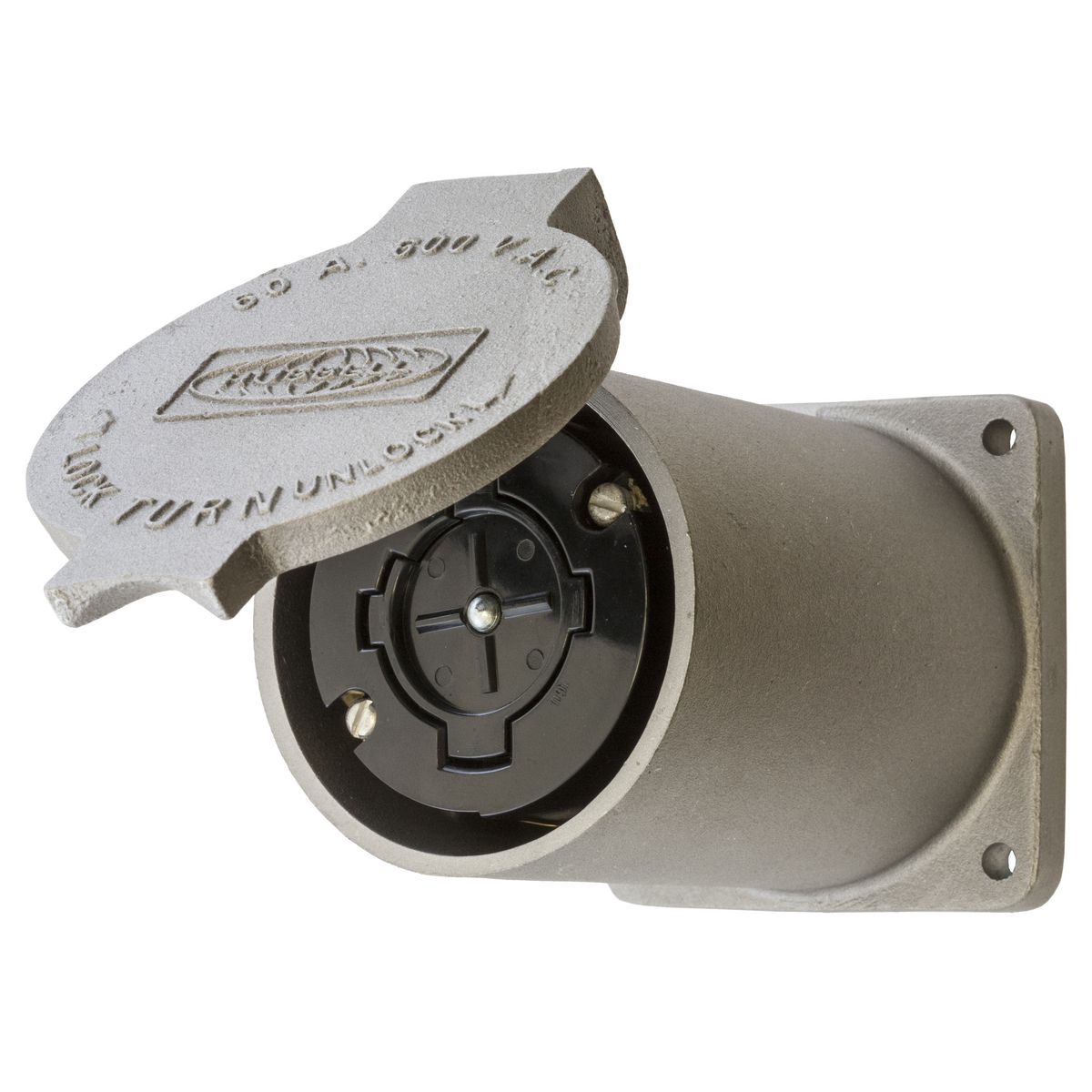 Product image for Receptacle HBLock single+door 3P 60A 600V long