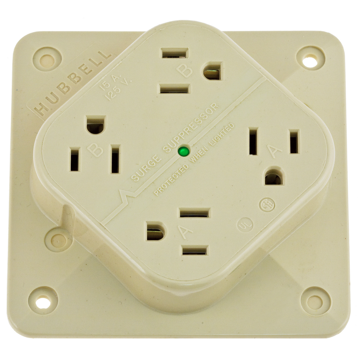 Product image for Receptacle 2-pole surge-suppression 15A 125V ivory