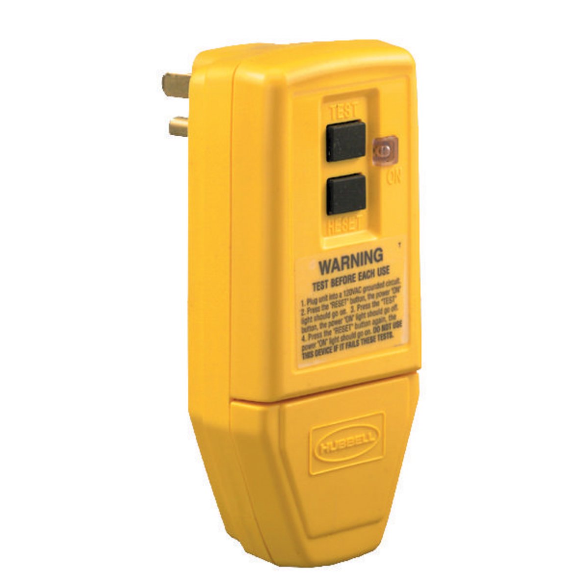 Product image for Plug GFCI ind grade manual reset 120V 15A yellow