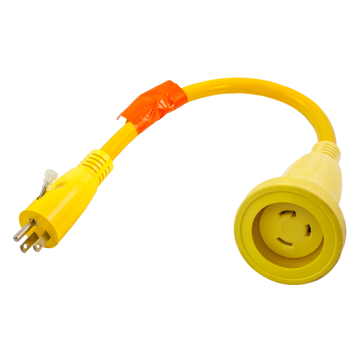Product image for Adaptor straight 2-pole 3-wire male to female 15-20/30A 125V yellow