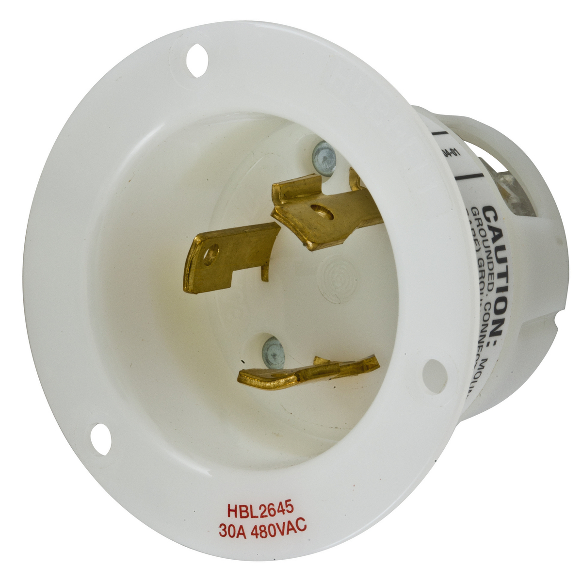 Product image for Inlet flanged 2-pole 3-wire 5HP NEMA L8-30P 30A 480V white