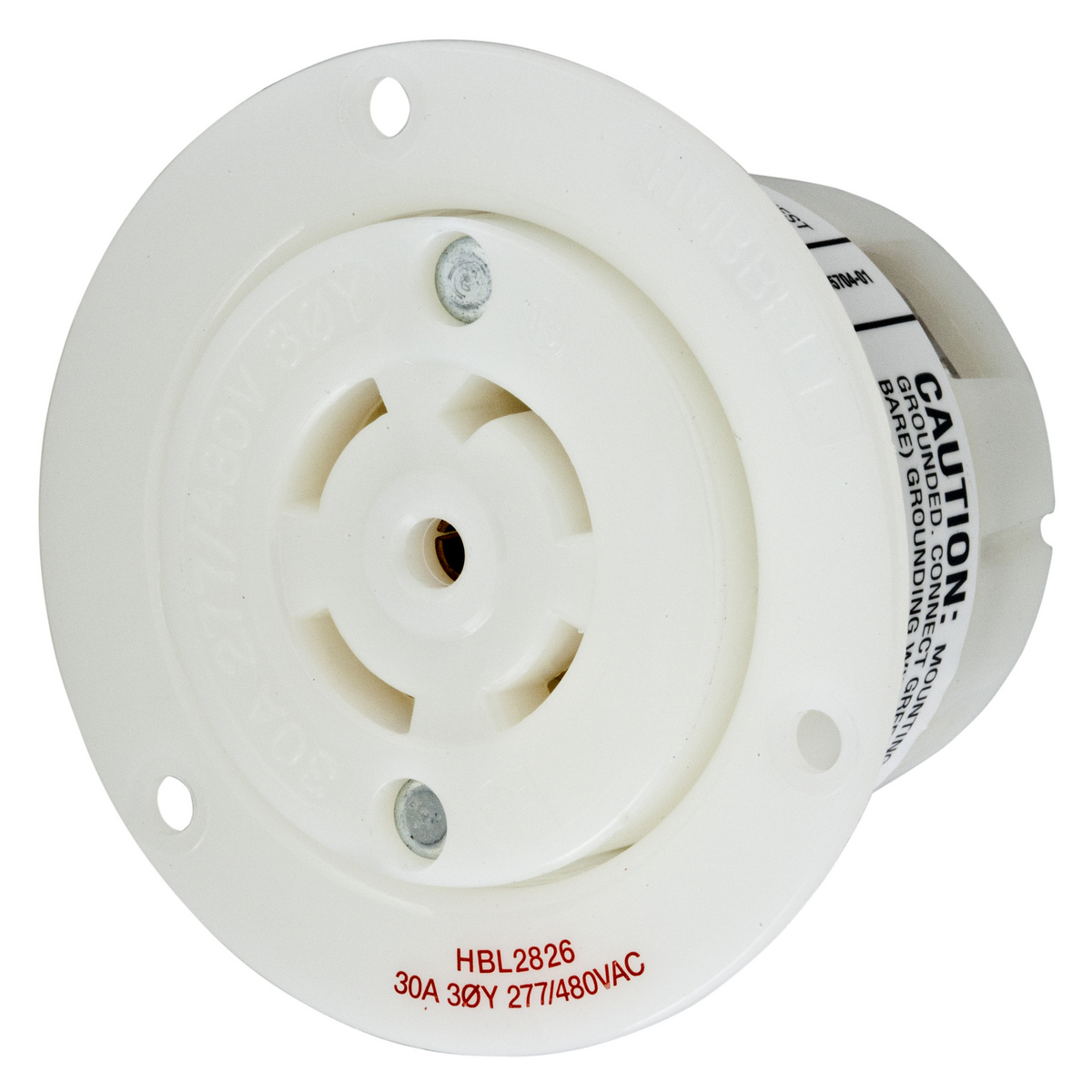 Product image for Receptacle flanged twist-lock 4-pole 5-wire 10HP NEMA L22-30R 30A 277/480V white