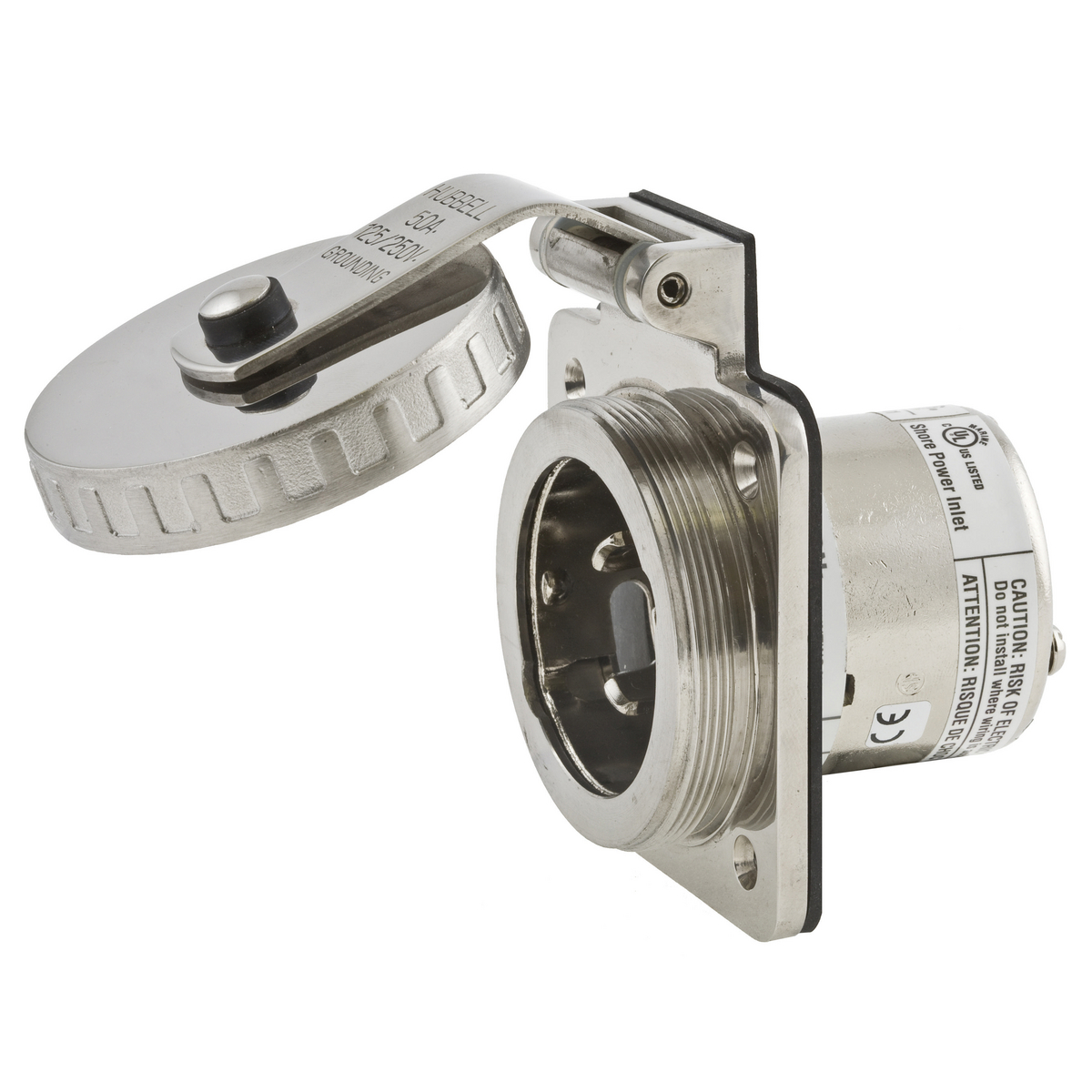Product image for Inlet shore power ss 3P4W 125/250VAC 50A mtlc