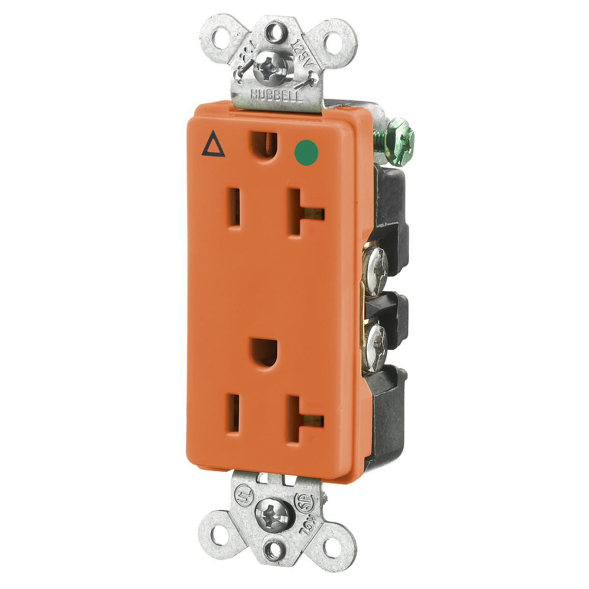 Product image for Receptacle duplex 2-pole 3-wire 20A 125V orange