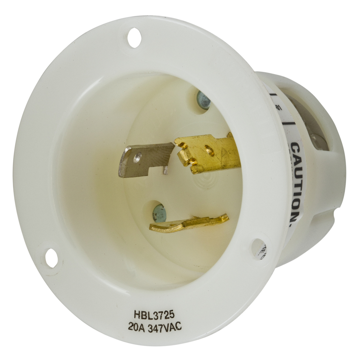 Product image for Inlet flanged 2-pole 3-wire NEMA L24-20P 20A 347V white
