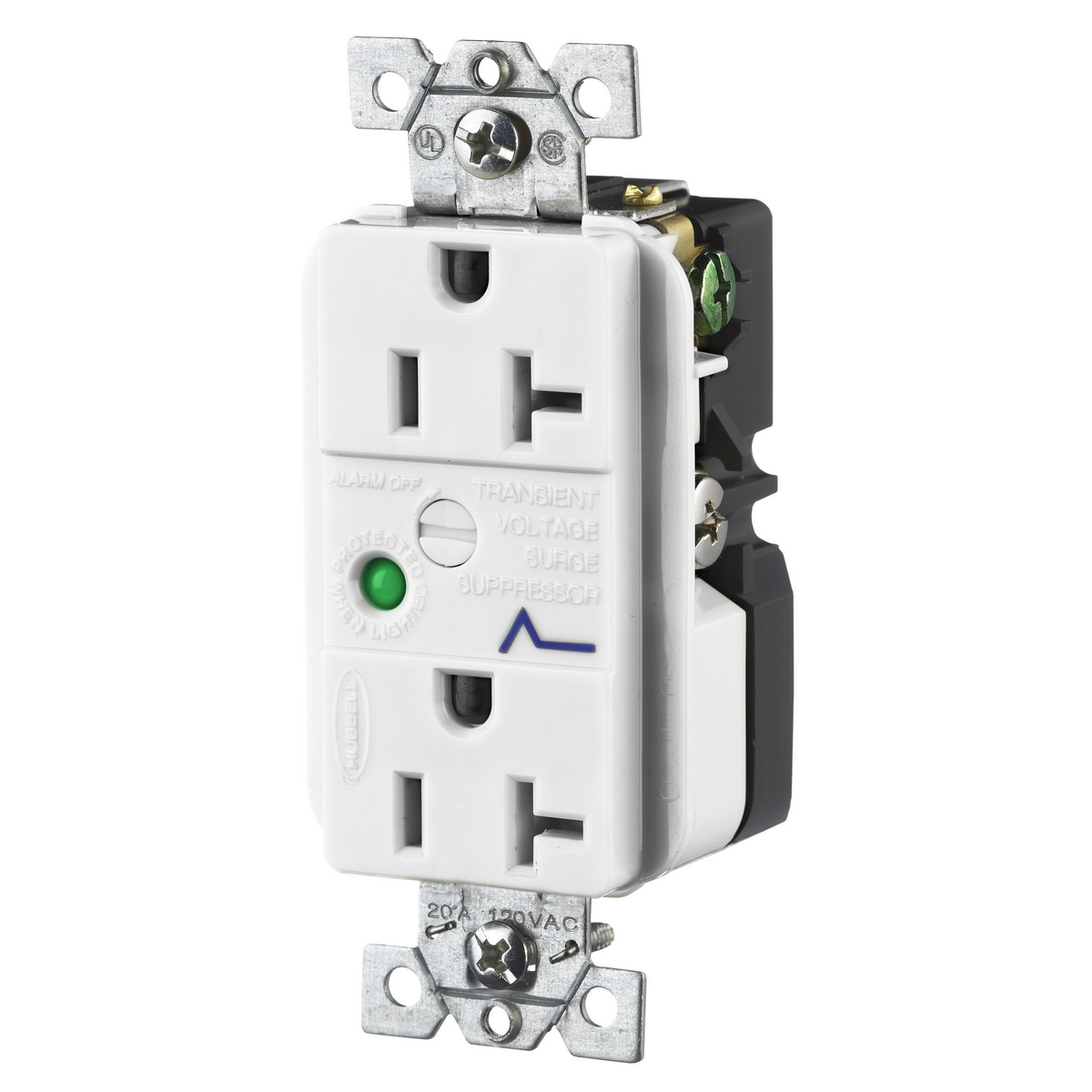 Product image for Receptacle duplex flush nyl 2P3W 20A 5-20R white