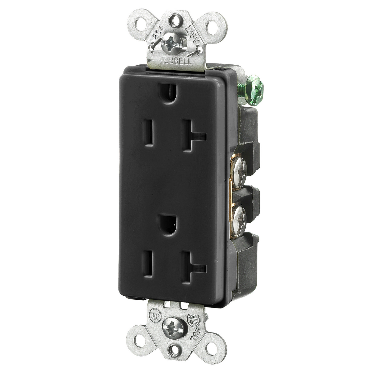 Product image for Receptacle duplex 2-pole heavy-duty 20A 125V black