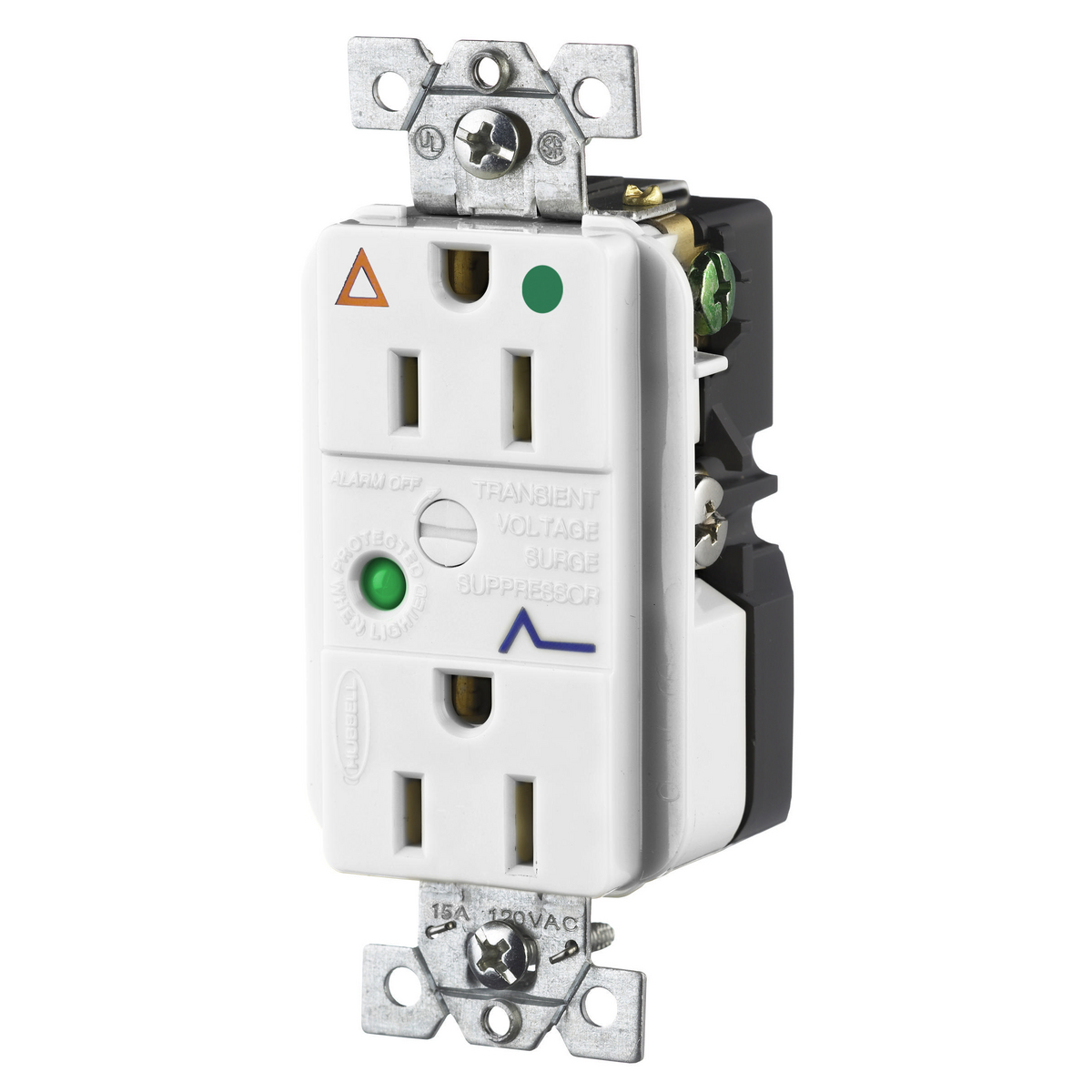 Product image for Receptacle ig dupx flush nyl 2P3W 15A 5-15R wht