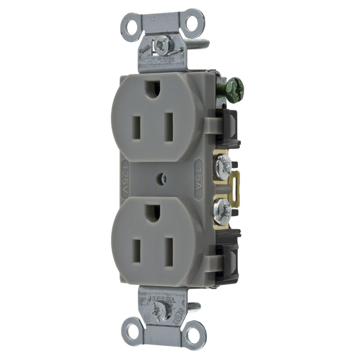 Product image for Receptacle 5-15R ugr duplex flat 2P 15A 125V grey