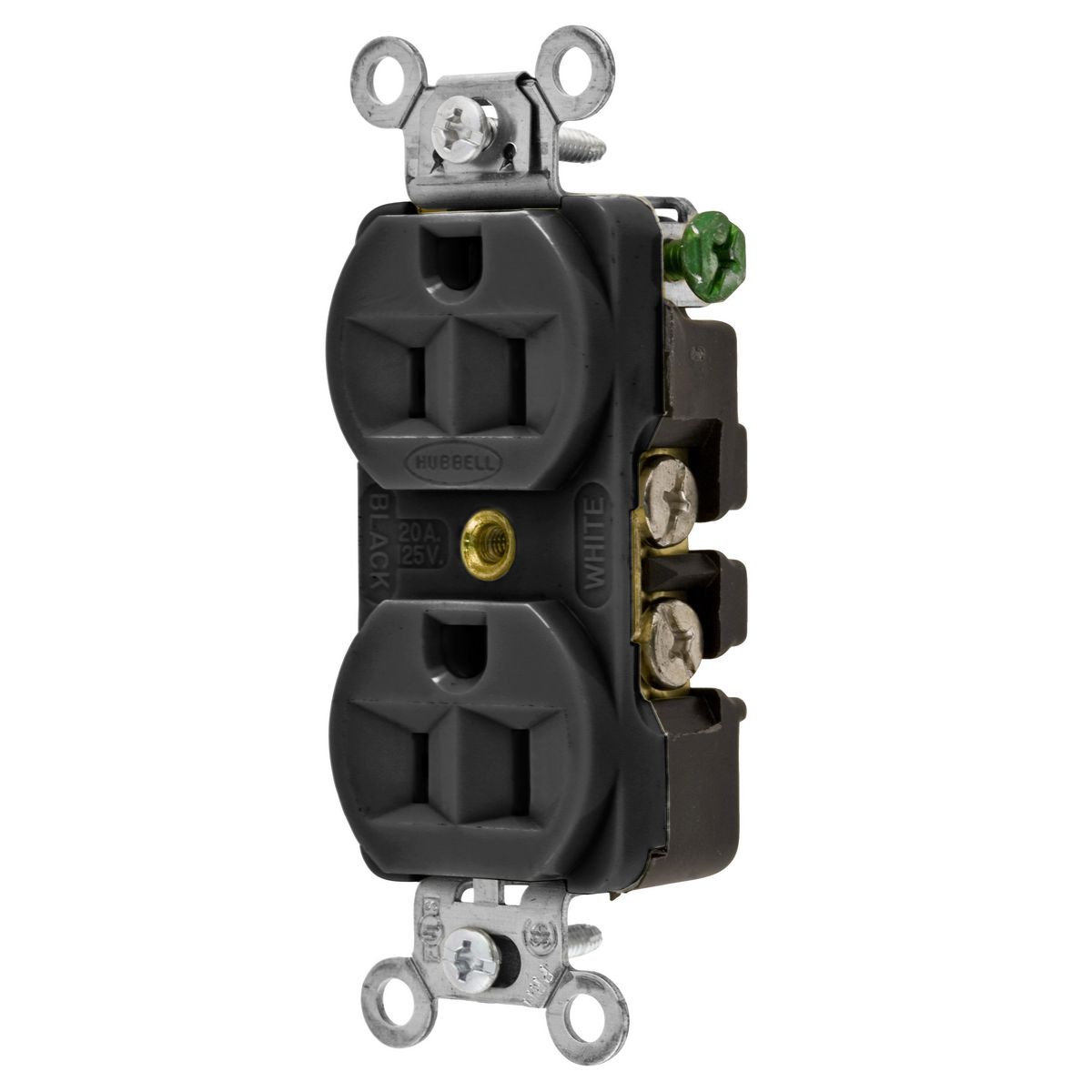 Product image for Receptacle duplex flush nyl 2P3W 15A 5-15R blk