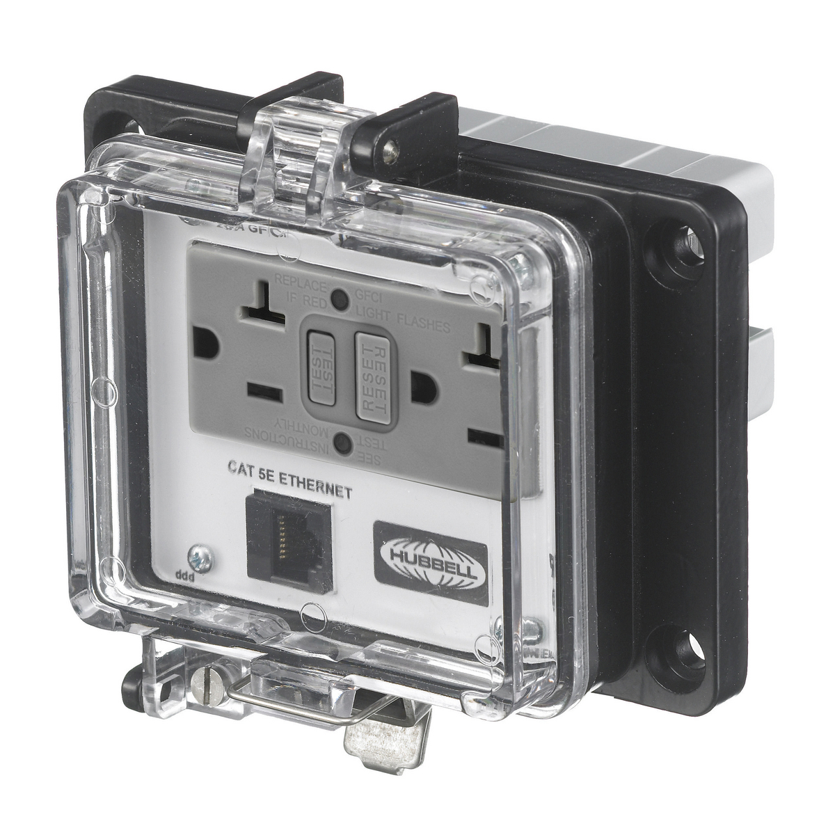 Product image for IE, NEMA 4X,CAT5E ETHERNET,15A GFCI