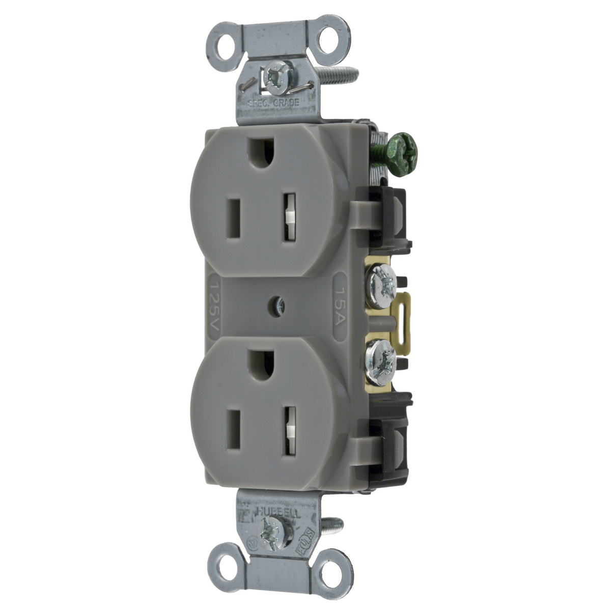 Product image for Receptacle duplex flush nyl 2P3W 15A 5-15R grey