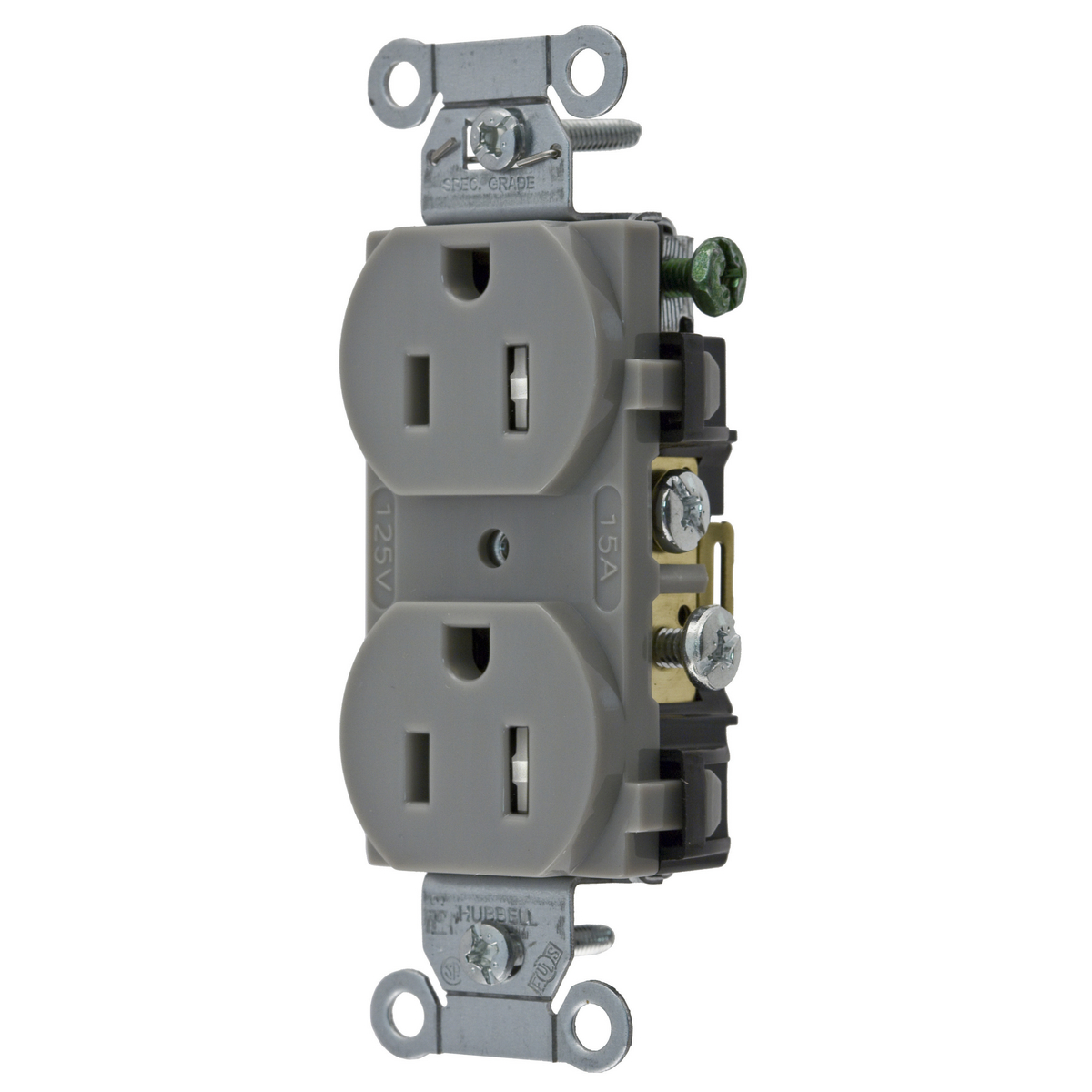 Product image for Receptacle duplex flush nyl 2P3W 15A 5-15R grey