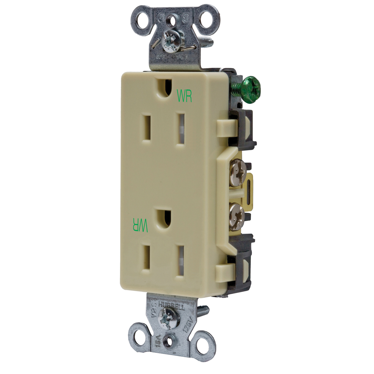 Product image for Receptacle duplex flush nyl 2P3W 15A 5-15R ivory