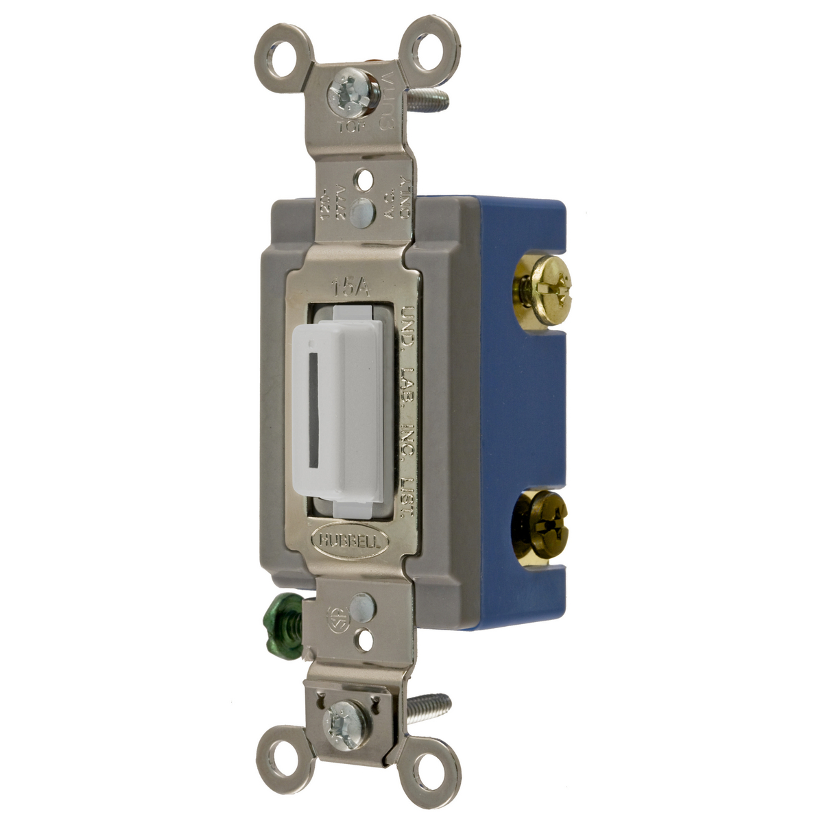 Product image for HUB HBL1203LW SWITCH 15A 120V- 277V AC TOGGLE 3WAY INDUSTRIAL GRADE LOCKING WHITE
