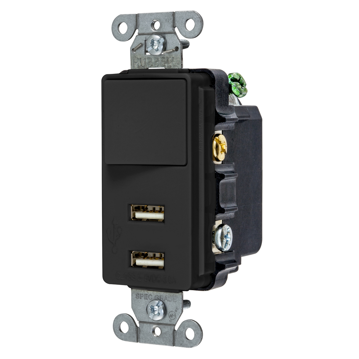 Product image for Outlet switch combo USB 2-port 2.1A 5VDC black