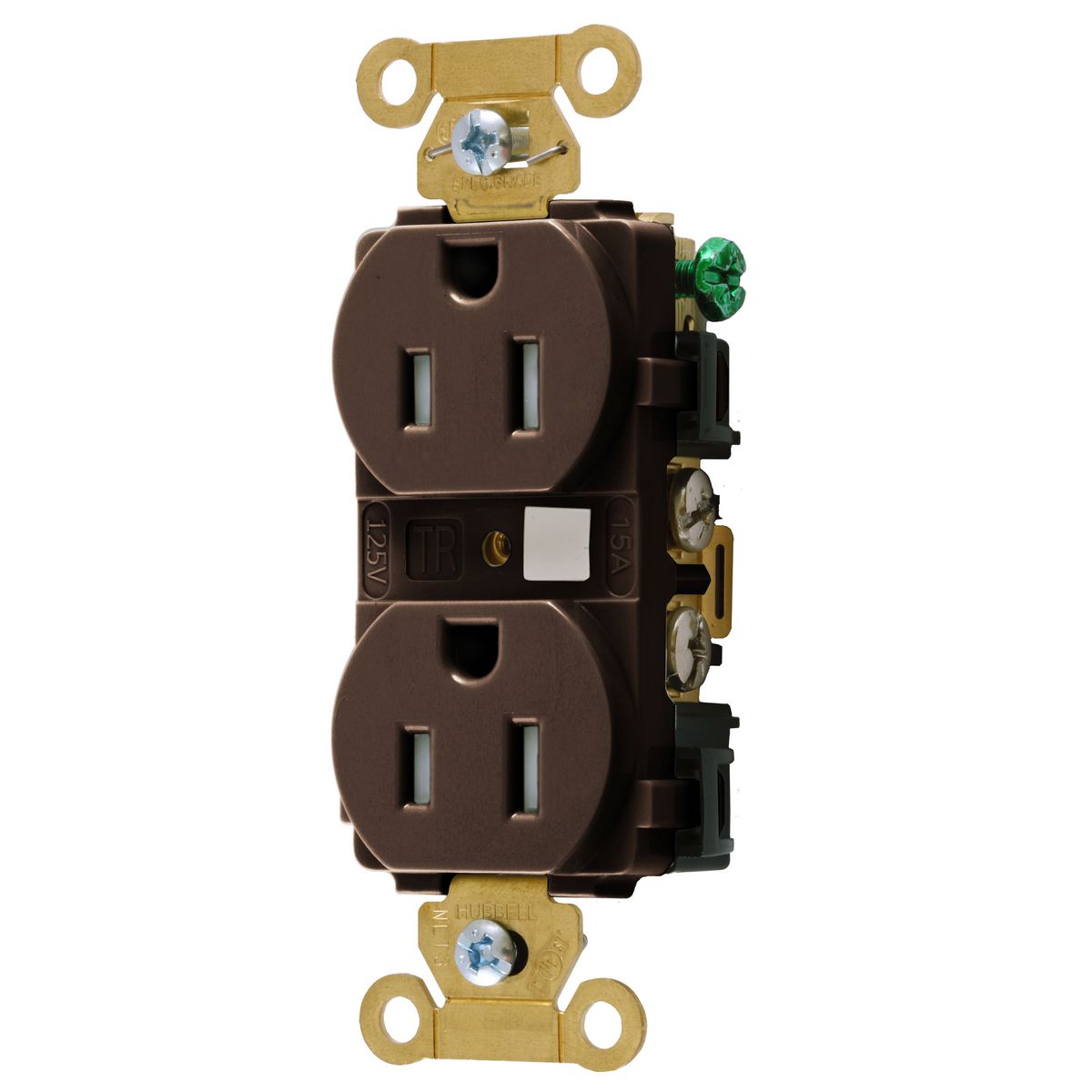 Product image for DUP RCPT, IND, TR, 15A/125V, 5-15R, BR