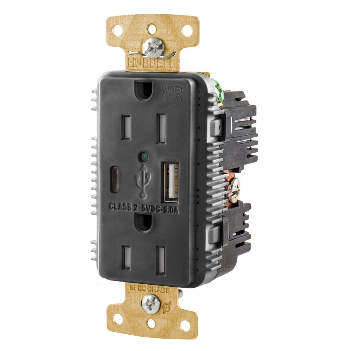 Product image for DUP TRWR 15A125V USB PORT 5A5V AC BK
