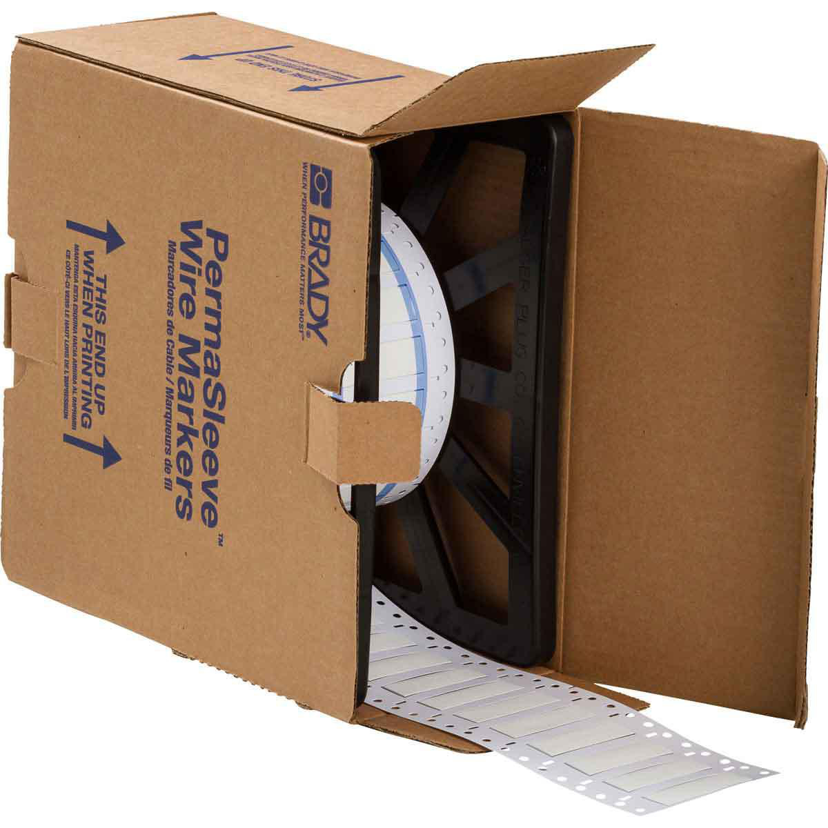 Product image for Double Sided PermaSleeve Polyolefin Wire Marking Sleeves, White, 0.375" Dia x 2" W, Roll of 1000 Each