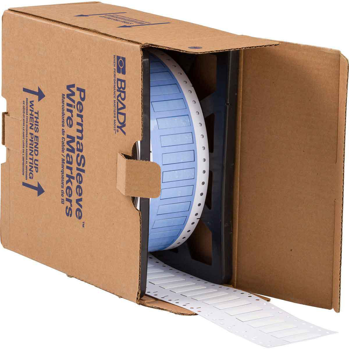 Product image for PermaSleeve Polyolefin Wire Marking Sleeves, White, 0.25" Dia x 1.5" W, Roll of 2500 Each