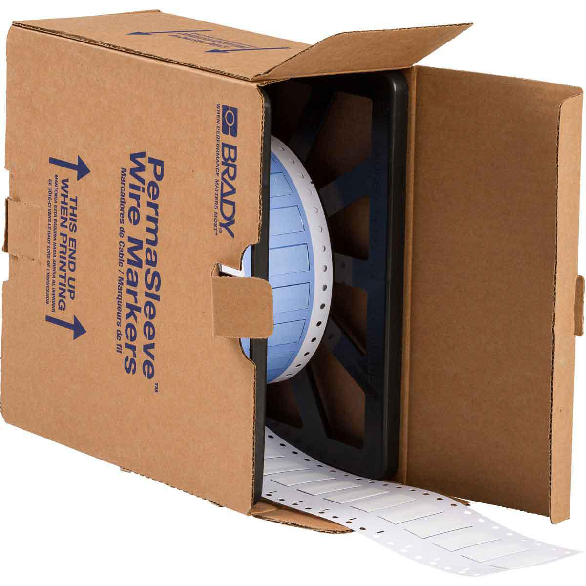 Product image for PermaSleeve Polyolefin Wire Marking Sleeves, White, 0.375" Dia x 1.5" W, Roll of 1000 Each
