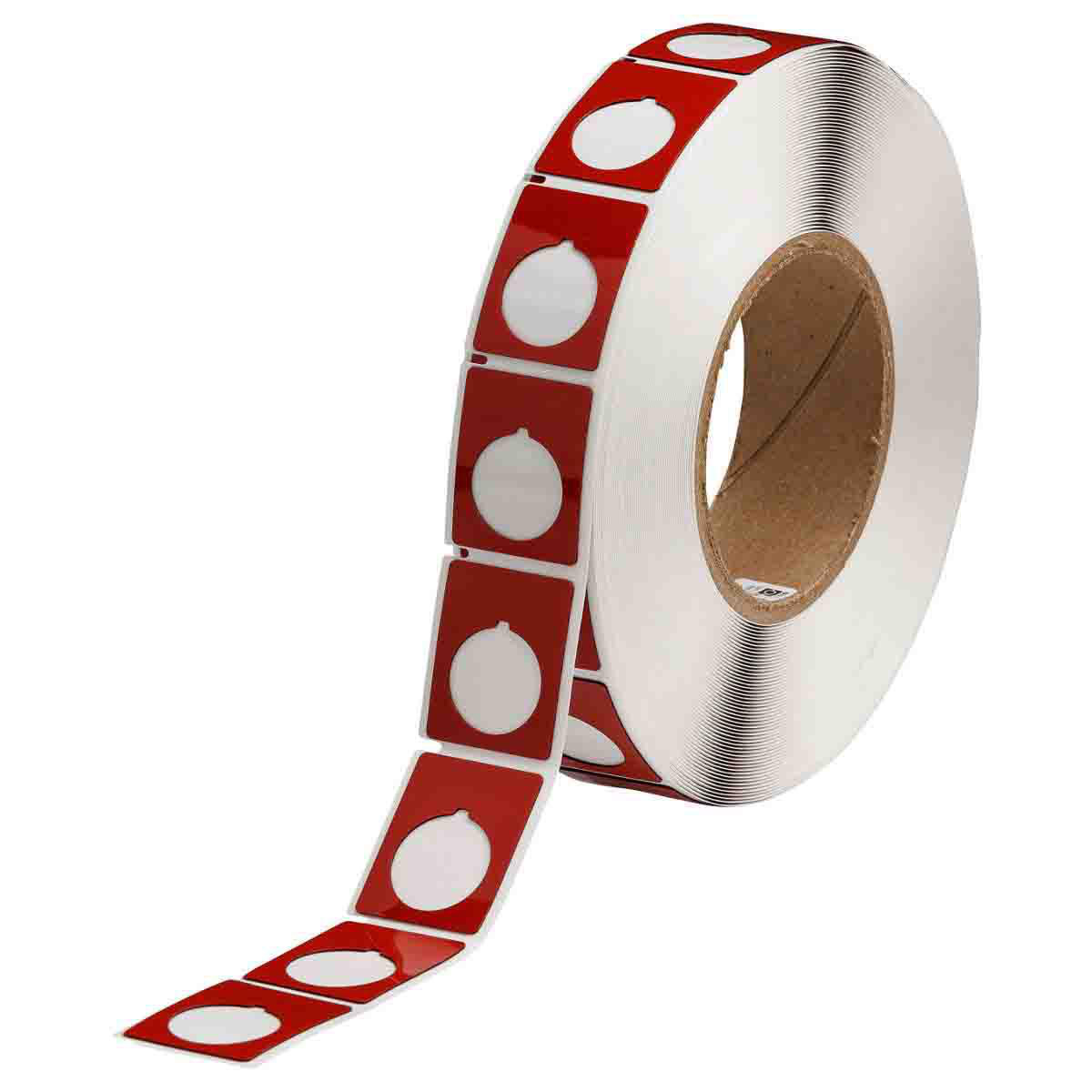 Product image for Foam Backed Raised Panel Labels, 1.5" H x 1.2" W, Red, Roll of 500 Labels, Gloss