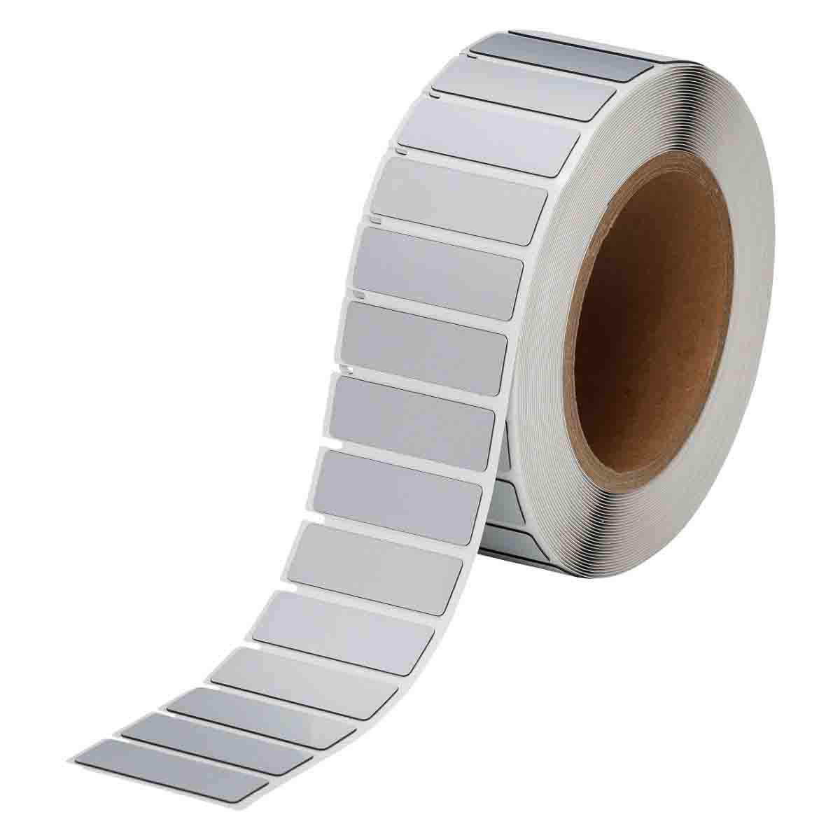Product image for Foam Backed Raised Panel Labels, 0.59" H x 1.77" W, Silver, Roll of 500 Labels
