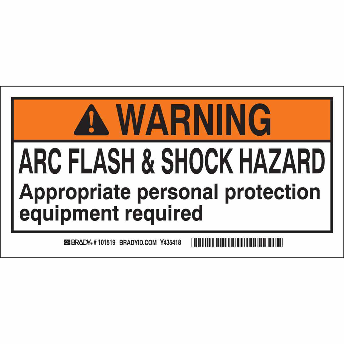 Product image for Arc Flash Labels - Self-Sticking Polyester, 2" H x 4" W x 0.006" D, Pack of 10 Labels, Black/Orange on White