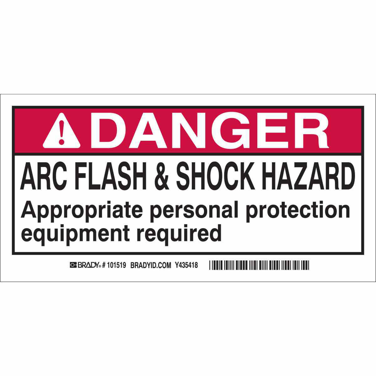 Product image for Label 'Danger arc flash & shock' 4x2"