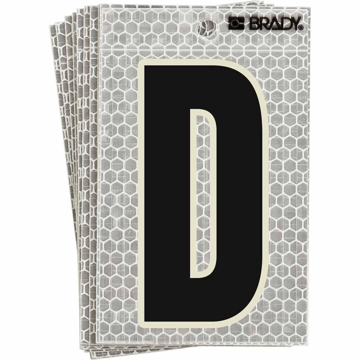 Product image for 3020 Series Glow in the Dark Number and Letter Labels, Black/Green Glow on Silver, Pack of 10 Labels, D