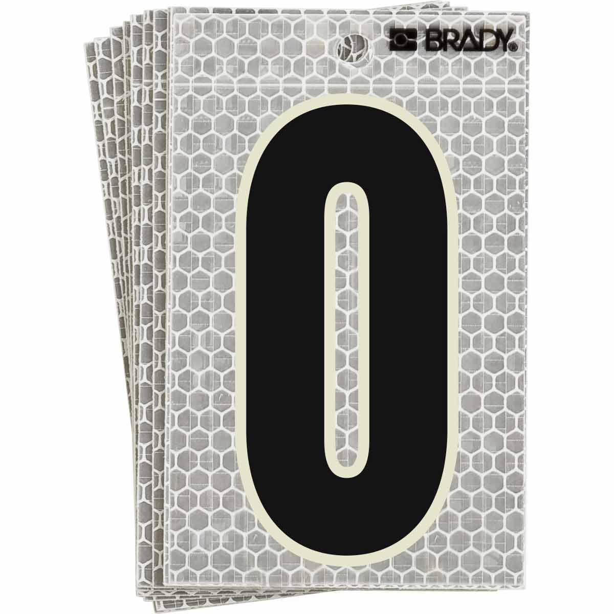 Product image for 3020 Series Glow in the Dark Number and Letter Labels, Black/Green Glow on Silver, Pack of 10 Labels, O