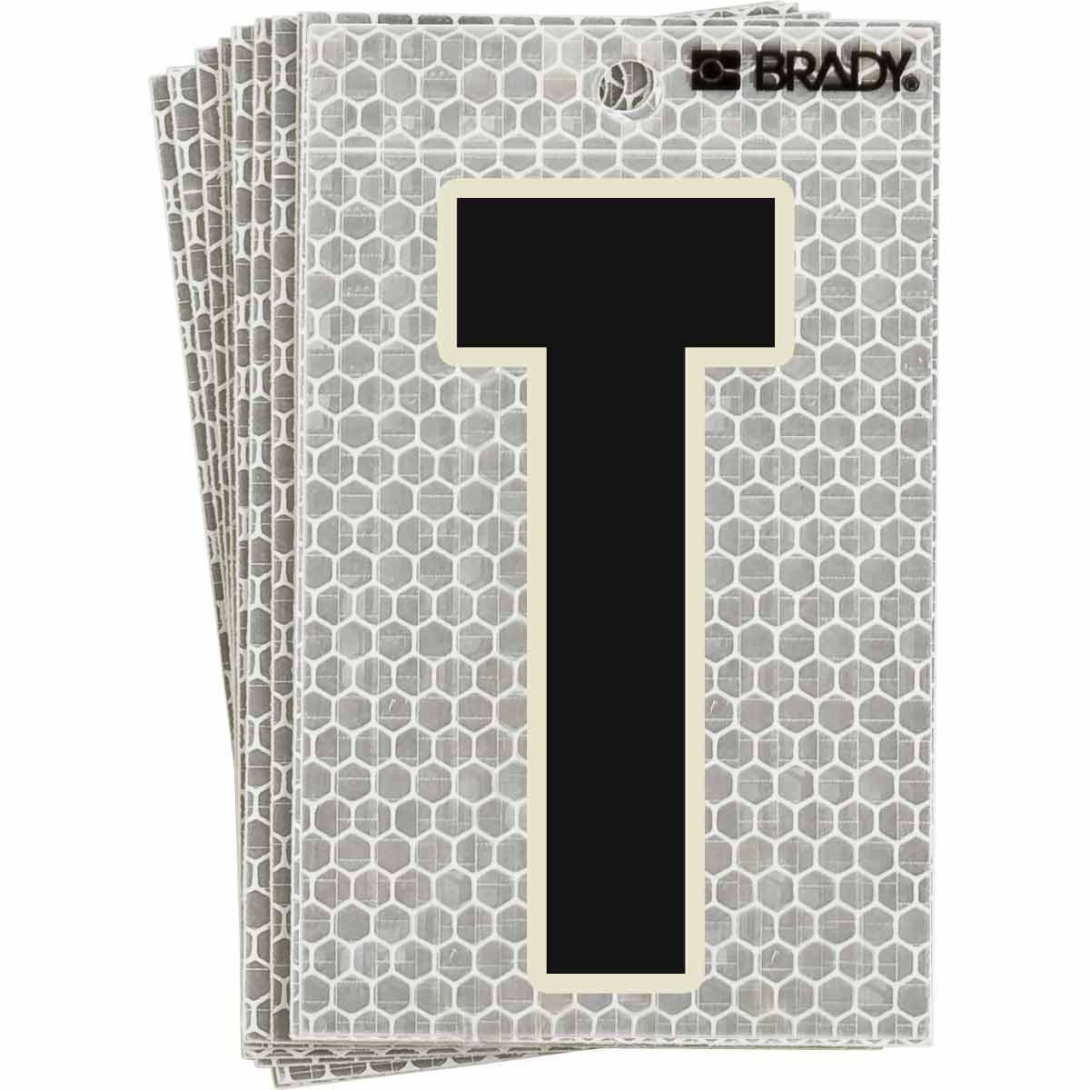 Product image for 3020 Series Glow in the Dark Number and Letter Labels, Black/Green Glow on Silver, Pack of 10 Labels, T