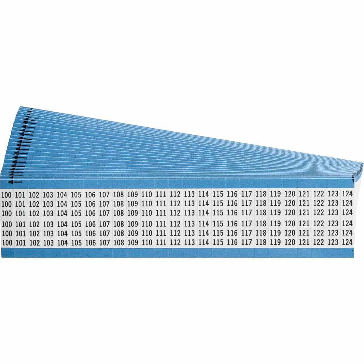 Product image for Wire Marker Card - Repositionable Vinyl Cloth, Legend 100 to 124, Black on White