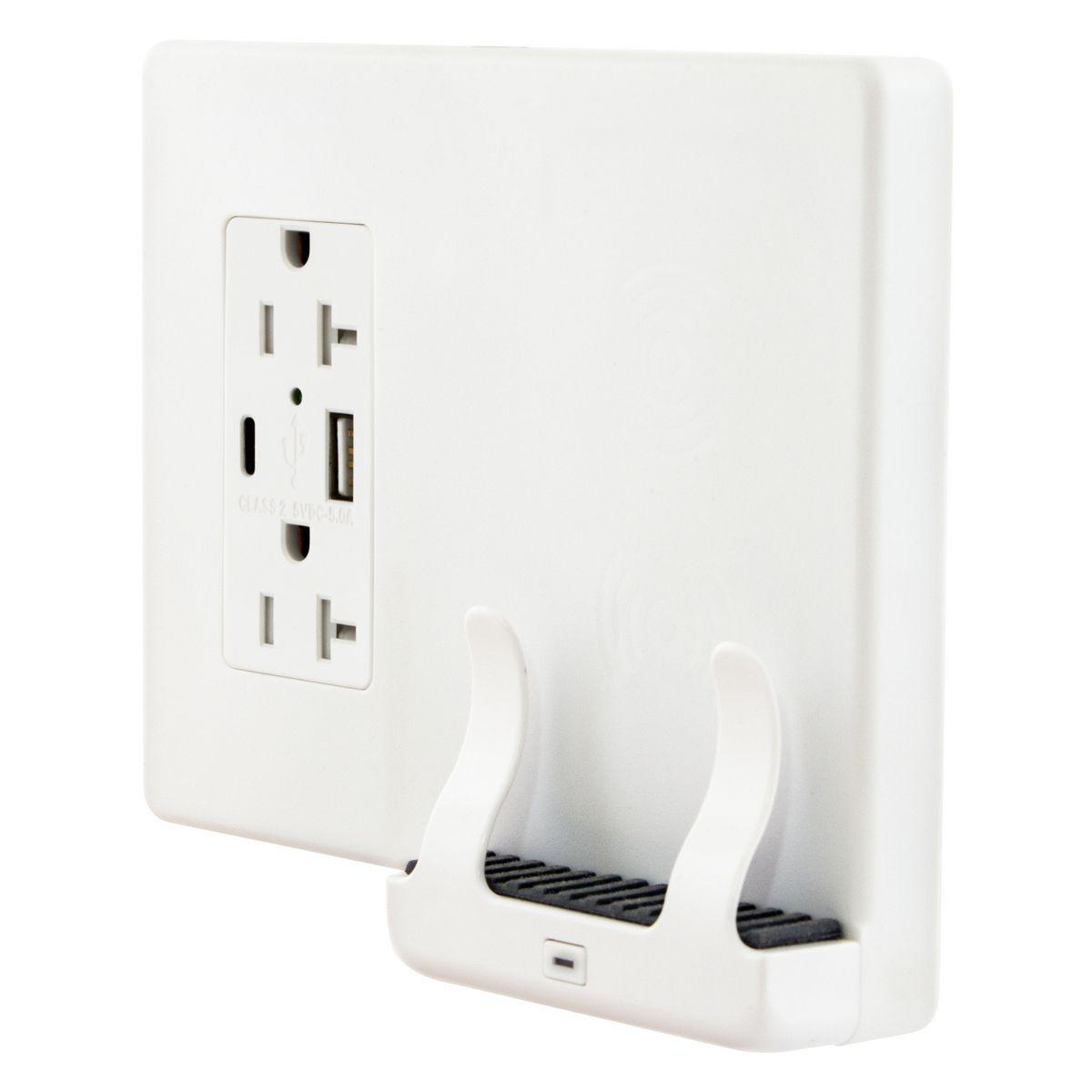 Product image for Combination Wireless Wall Mount Charger & USB Outlet