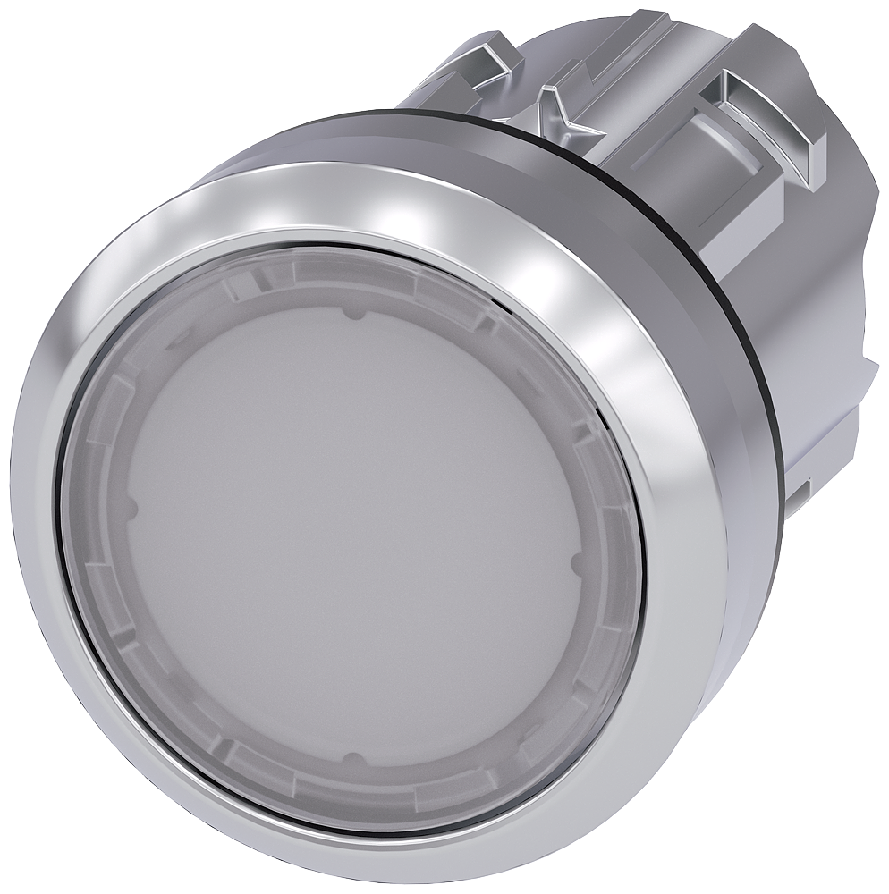 Product image for Pushbutton flat illuminated round plastic white