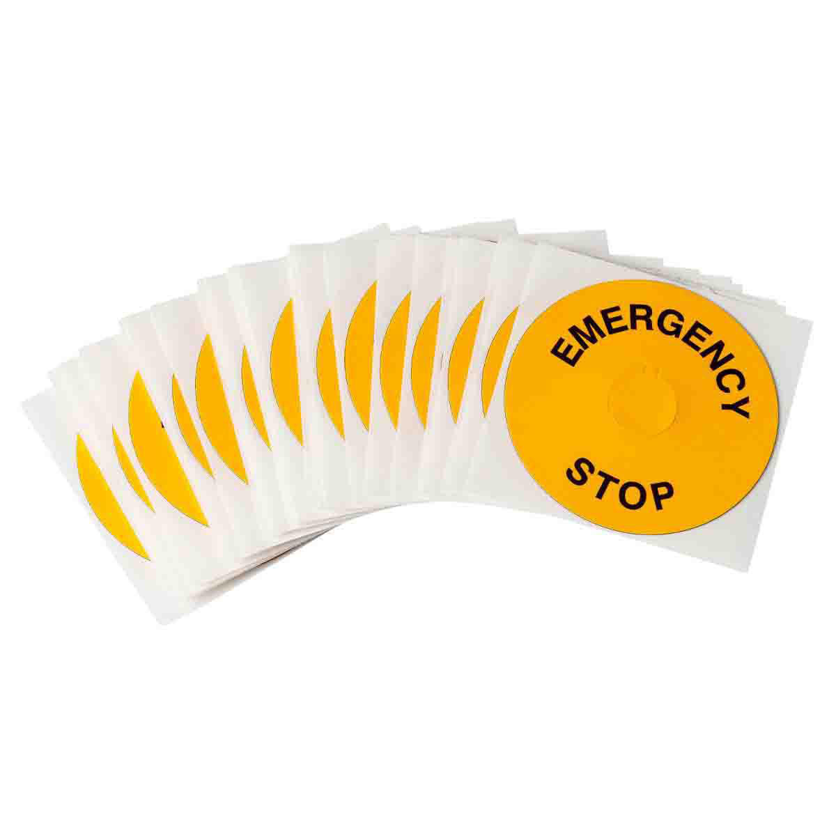 Product image for EMERGENCY STOP Raised Panel Labels, 3.50" Dia, Black